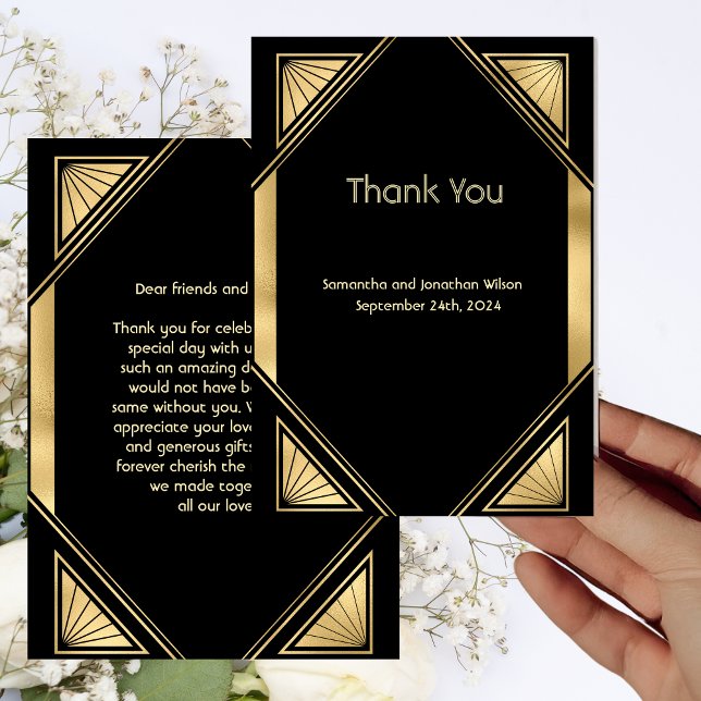 Carte de remerciements Vintage Art Déco Glam (Créateur téléchargé)