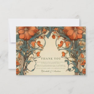 Carte De Remerciements Vintage Art Nouveau Floral Mariage