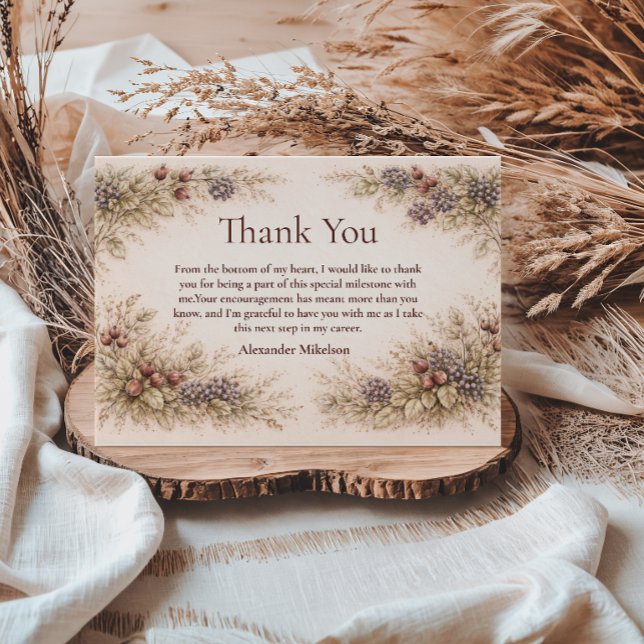 Carte De Remerciements Vintage Berry Botanical Graduation Party (Créateur téléchargé)