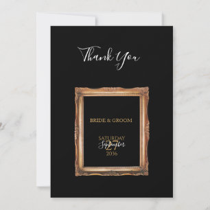 Carte De Remerciements Vintage Black & Gold Mariage