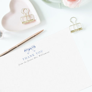 Carte De Remerciements Vintage Blue Bow Future Mme Fête des mariées