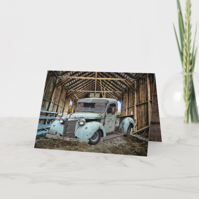 Carte De Remerciements Vintage Blue Truck Rustic Grange (Devant)