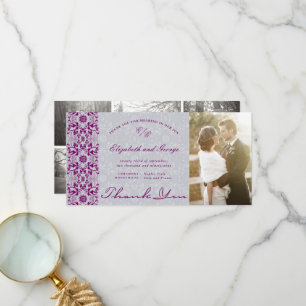Carte De Remerciements Vintage Chic Damask Lace Purple Photo Mariage que