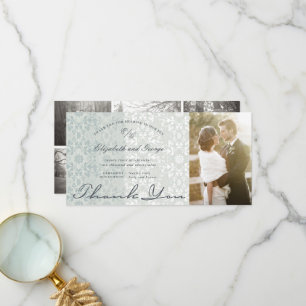 Carte De Remerciements Vintage Chic Dentelle Lace Poudre Bleu Photo Maria