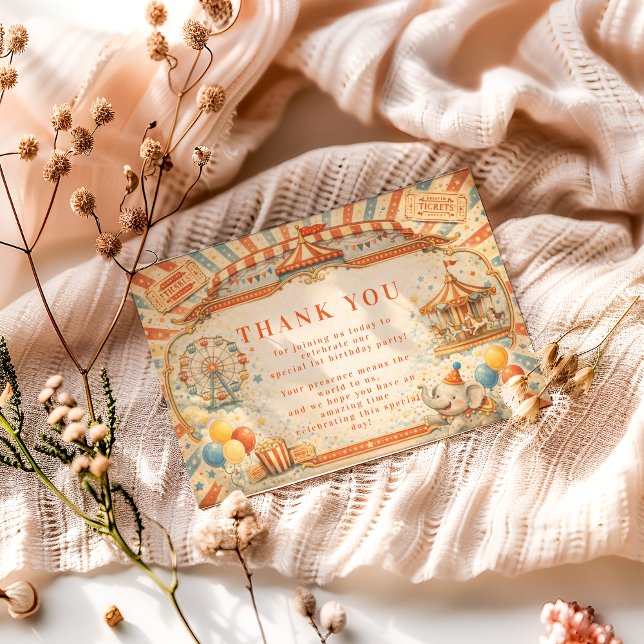Carte De Remerciements Vintage Circus Fairytale Birthday (Créateur téléchargé)