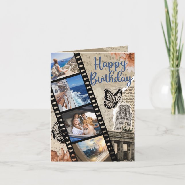 Carte De Remerciements Vintage Collage Birthday Card (Devant)