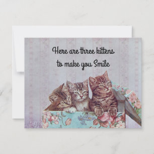 Carte De Remerciements Vintage Cute Kitten Get Well Card