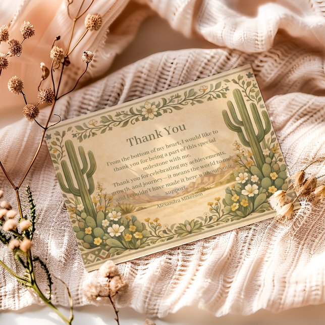 Carte De Remerciements Vintage Desert Botanicals Birthday (Créateur téléchargé)