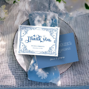 Carte De Remerciements Vintage Dusty Blue Antique Frame mariage