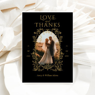 Carte De Remerciements Vintage Eleganse Golden Flowers Mariage photo