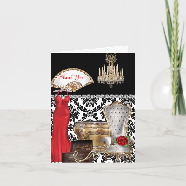 Carte de remerciements VINTAGE Élégant POUR LES FE (Devant)