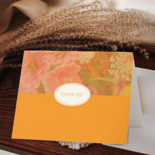 Carte De Remerciements Vintage Fleur sauvage rose Mariage de pavot blanc