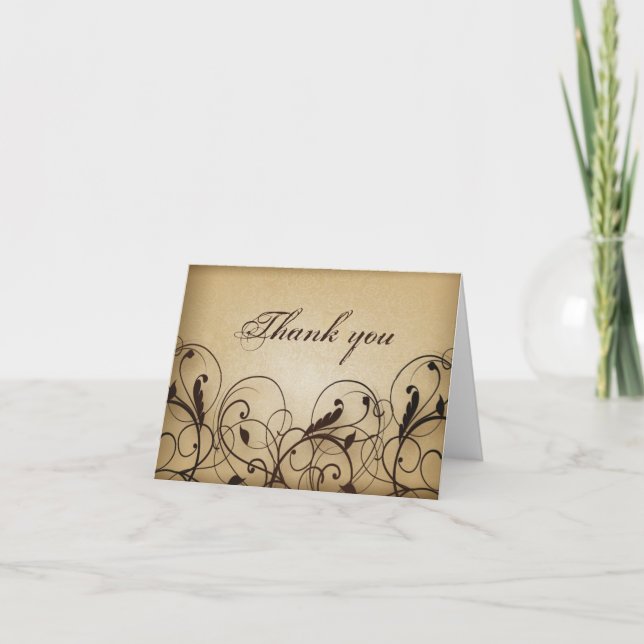 Carte de remerciements vintage Floral (Devant)