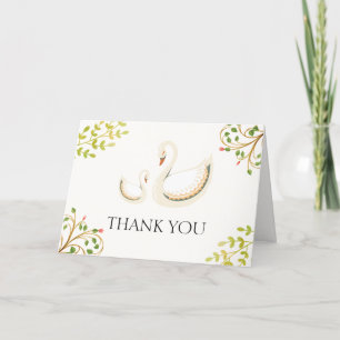 Carte De Remerciements Vintage Floral verdure Baby shower cygne