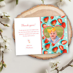 Carte De Remerciements Vintage fraise Retro 1er Berry Premier anniversair