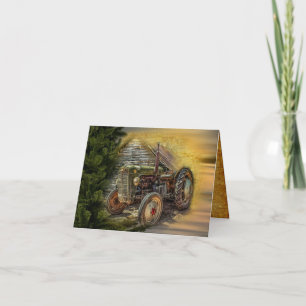 Carte De Remerciements Vintage Green Tractor Rustic
