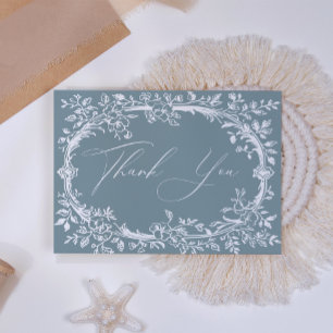 Carte De Remerciements Vintage Intemporel Baby shower floral bleu