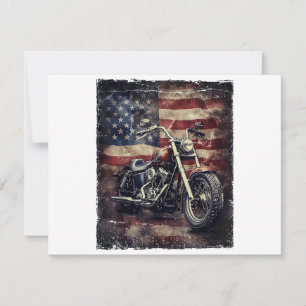 Carte De Remerciements Vintage Motorcycle USA Drapeau Retro Biker América