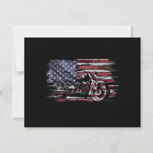 Carte De Remerciements Vintage Motorcycle USA Drapeau Retro Biker, Motorc