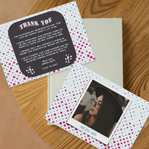 Carte De Remerciements Vintage noir rose et Turquoise Caméra Grand Photo