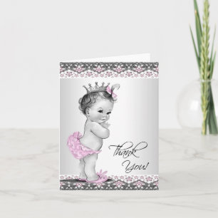 Carte De Remerciements Vintage Pink Princess Baby Shower Thank You Cards