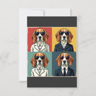 Carte De Remerciements Vintage Rerto Beagle Chien les années 70 Style Lun