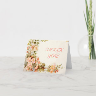 Carte De Remerciements Vintage romantic roses wedding Thank You
