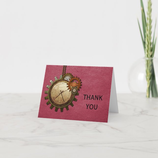 Carte de remerciements vintage, rose (Devant)