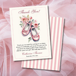 Carte De Remerciements Vintage rose Ballerina Chaussures Baby shower fill