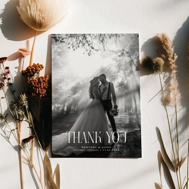 Carte De Remerciements Vintage Rustic Mariage Photo (Créateur téléchargé)