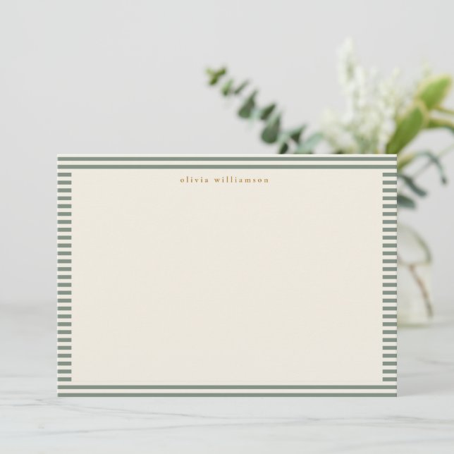 Carte De Remerciements Vintage Sage Green Stripes Noël personnalisé (Debout devant)