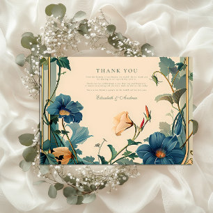 Carte De Remerciements Vintage Sapphire Bloom Frame Mariage