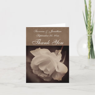 Carte De Remerciements Vintage Sepia Rose Personnalisé Floral Mariage