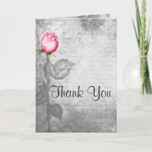 Carte De Remerciements Vintage Spot Color Pink Rose Wedding