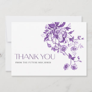 Carte De Remerciements Vintage Toile de Jouy Fleurie Violette pour une Ba