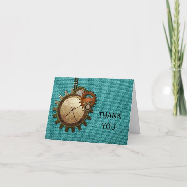 Carte de remerciements vintage, Turquoise (Devant)