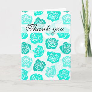 Carte De Remerciements Vintage turquoise roses Thank You Card