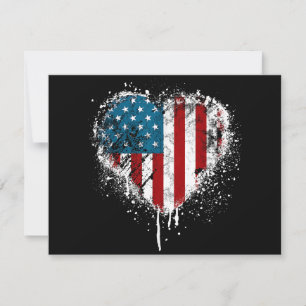 Carte De Remerciements Vintage USA Heart 4 juillet Patriotic American F