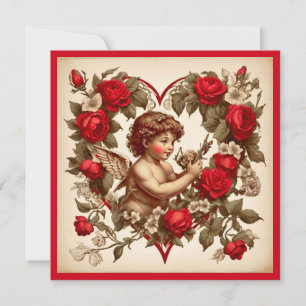 Carte De Remerciements Vintage Valentine amour art cupide