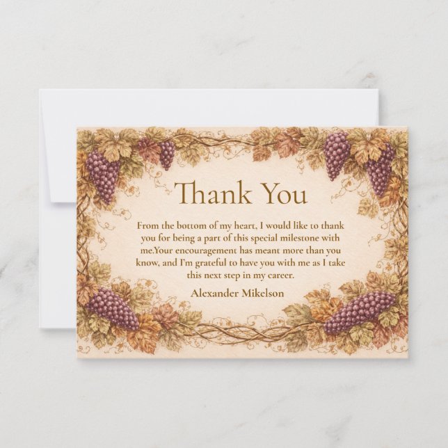 Carte De Remerciements Vintage Vineyard Graduation Party (Devant)