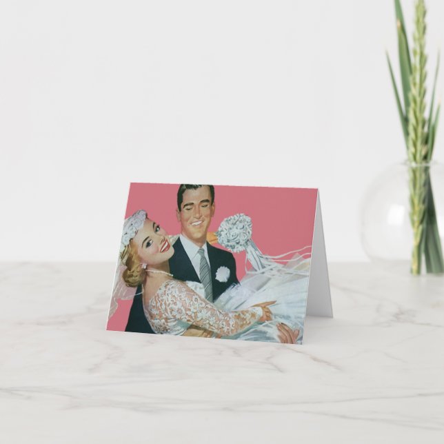 Carte De Remerciements Vintage Wedding Newlyweds, Bride & Groom Thank You (Devant)
