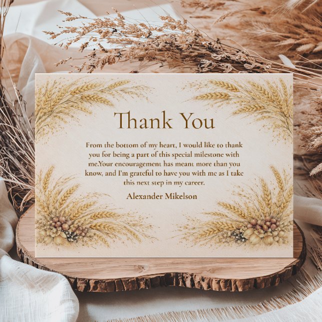 Carte De Remerciements Vintage Wheat Field Graduation Party (Créateur téléchargé)