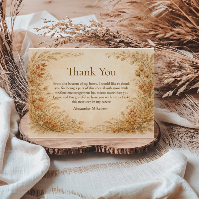 Carte De Remerciements Vintage Wildflower Graduation Party (Créateur téléchargé)