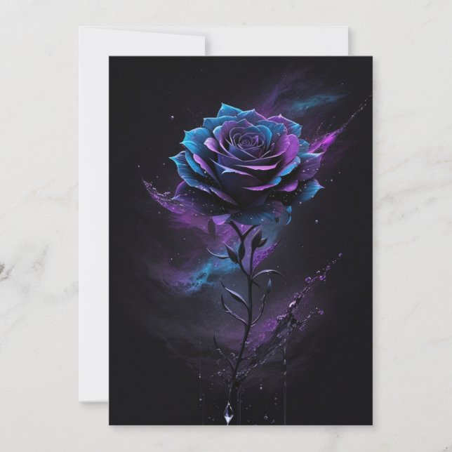 Carte De Remerciements Violet et bleu étoile noir Rose Splash Art (Devant)