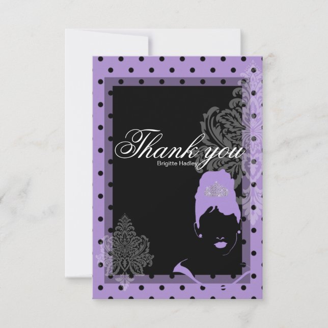 Carte de remerciements violet et noir (Devant)