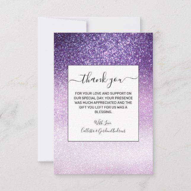 Carte De Remerciements Violet Lilac Pastel Purple ombre (Devant)