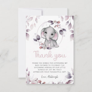 Carte De Remerciements Violet rose baby shower