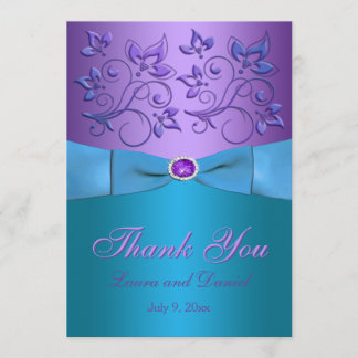Carte de remerciements violet, turquoise - Style I