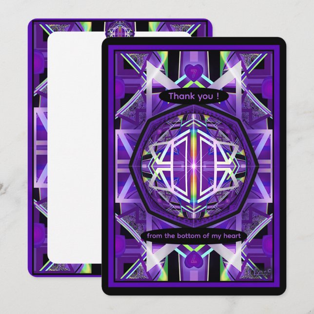 Carte De Remerciements Violet W3 (Devant / Derrière)