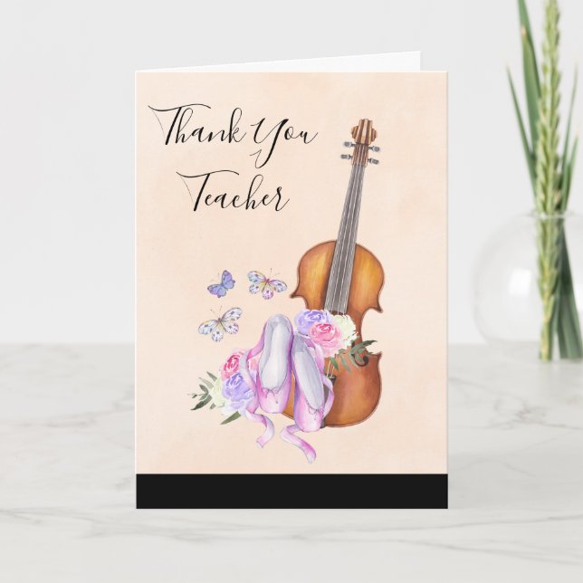 Carte De Remerciements Violin and Ballet Shoes Teacher Appreciation (Devant)